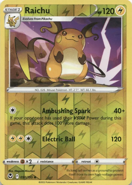 Placeholder card image of Raichu — Reverse Holofoil — Silver Tempest — No. 050/195 — English