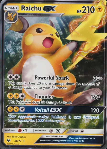 Placeholder card image of Raichu GX — Holofoil — Shining Legends — No. 29/73 — English