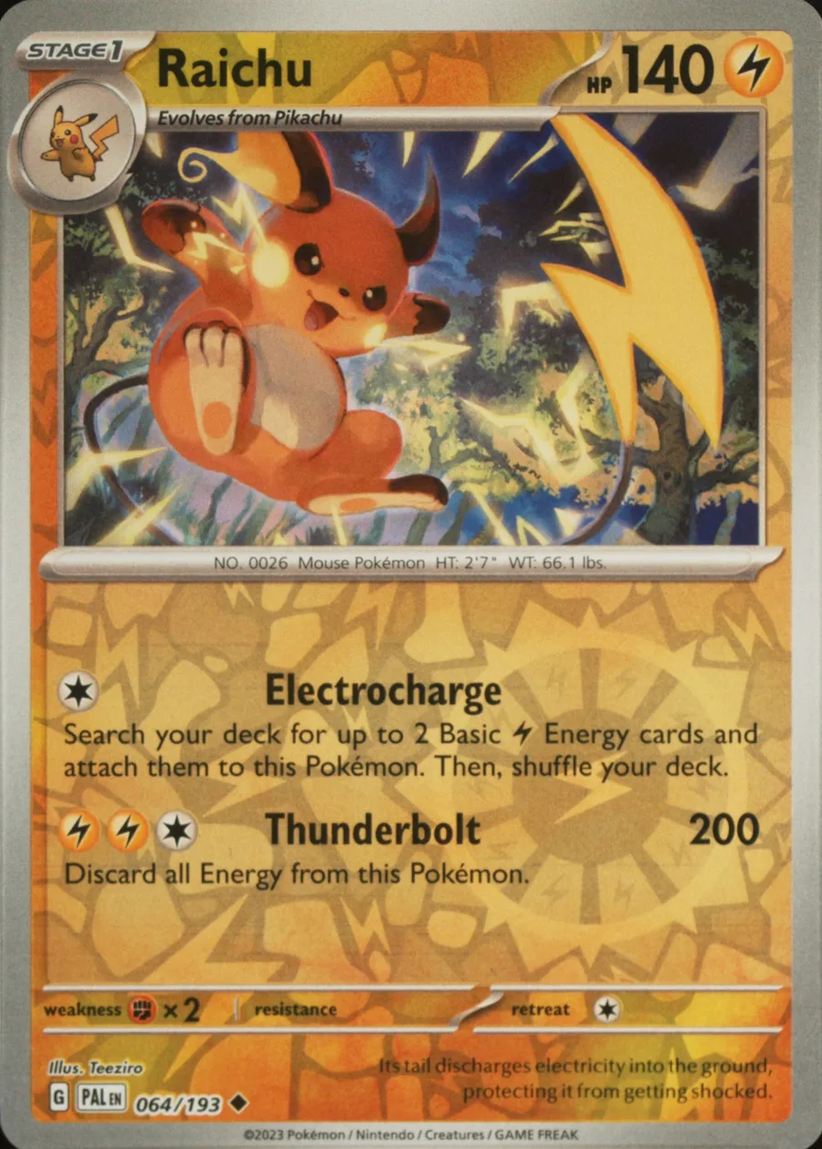 Placeholder front image of Raichu — Reverse Holofoil — Paldea Evolved — No. 064/193 — English