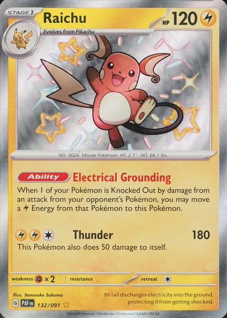 Placeholder card image of Raichu — Holofoil — Paldean Fates — No. 132/91 — English