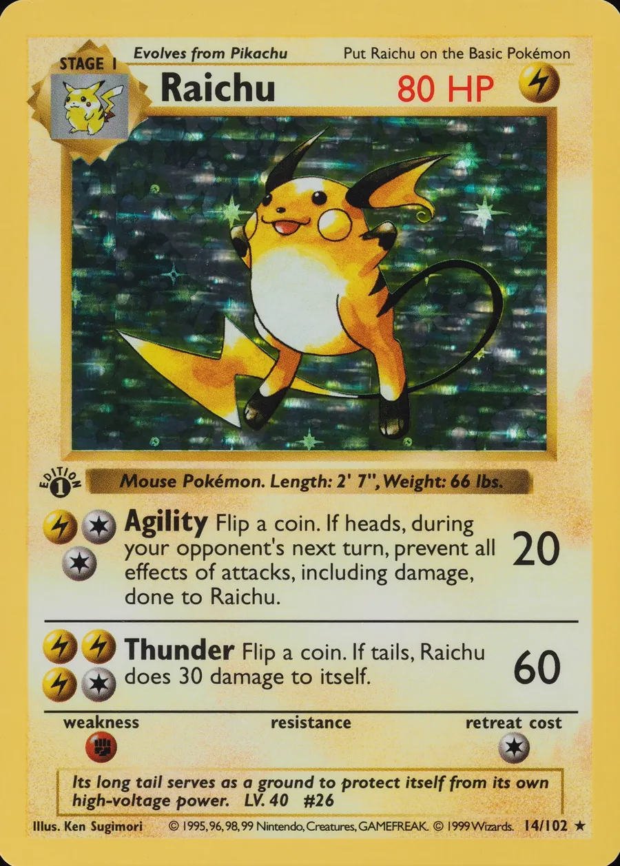 Placeholder front image of Raichu — 1st Edition — Base Set — No. 14/102 — English