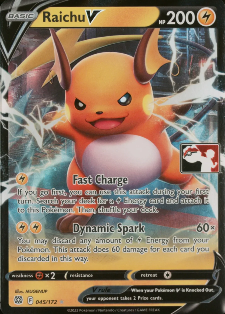 Placeholder front image of Raichu V — Play! Pokémon Prize Pack Series 3 — Brilliant Stars — No. 045/172 — English