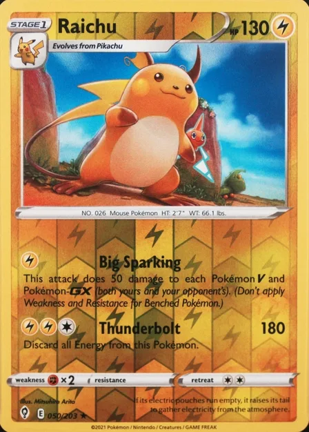Placeholder card image of Raichu — Reverse Holofoil — Evolving Skies — No. 050/203 — English
