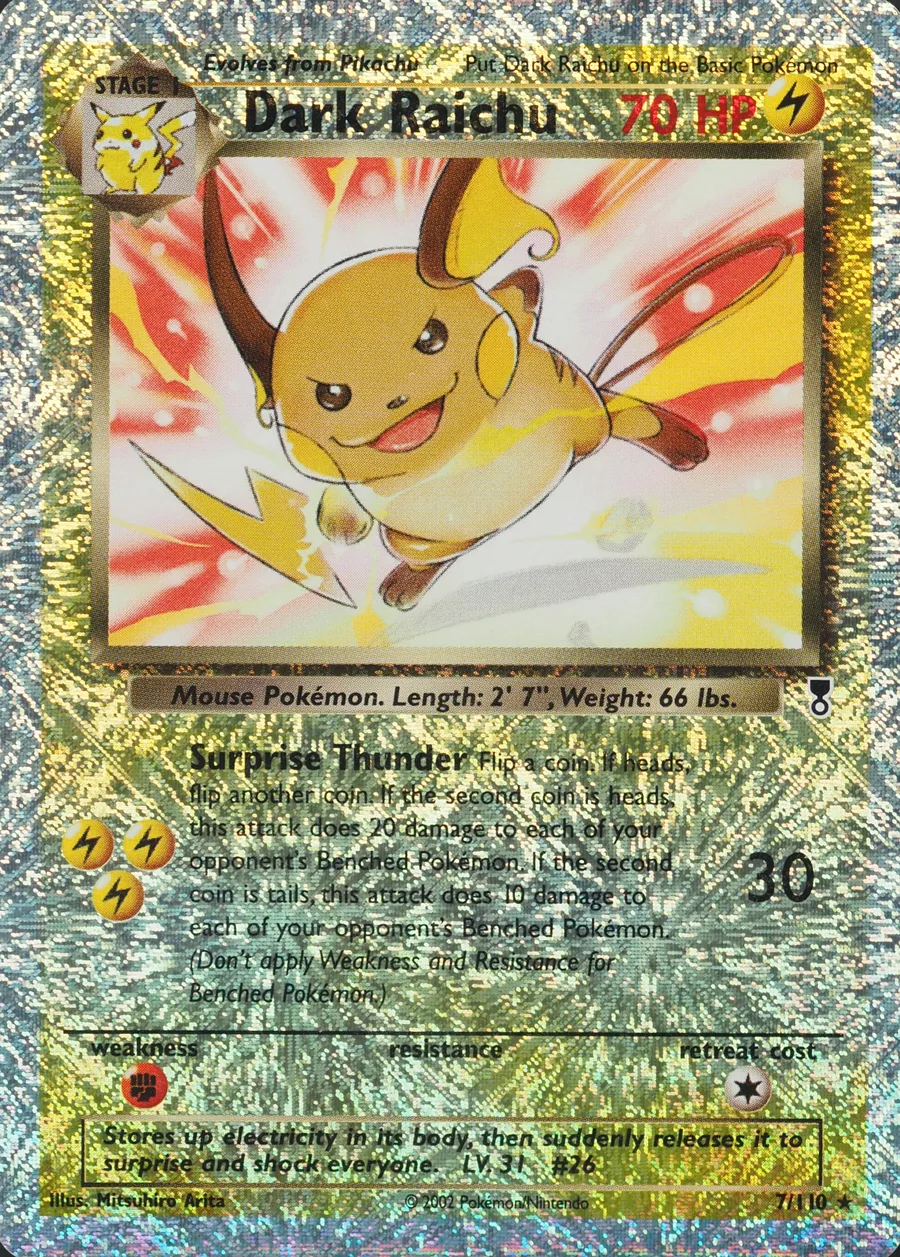 Placeholder front image of Dark Raichu — Fireworks Reverse Holofoil — Legendary Collection — No. 7/110 — English