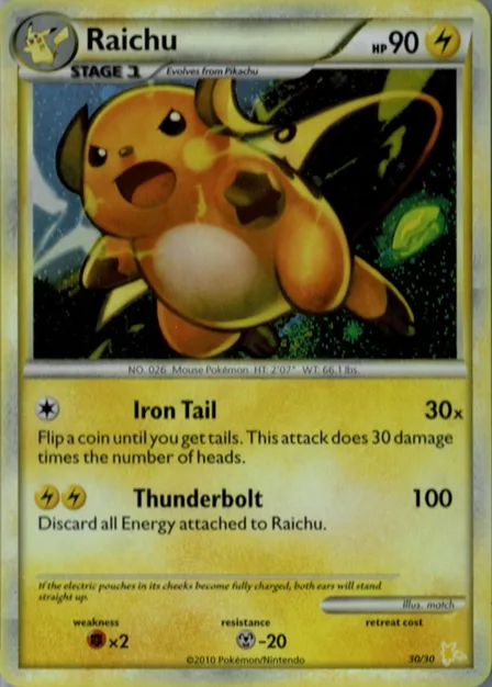 Placeholder card image of Raichu — Holofoil — Deck Sequence 30 — HS Trainer Kit—Raichu — No. 30/30 — English