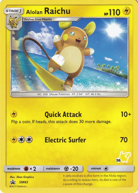 Placeholder card image of Alolan Raichu — Pikachu Deck No. 56 — Battle Academy — No. SM65 — English