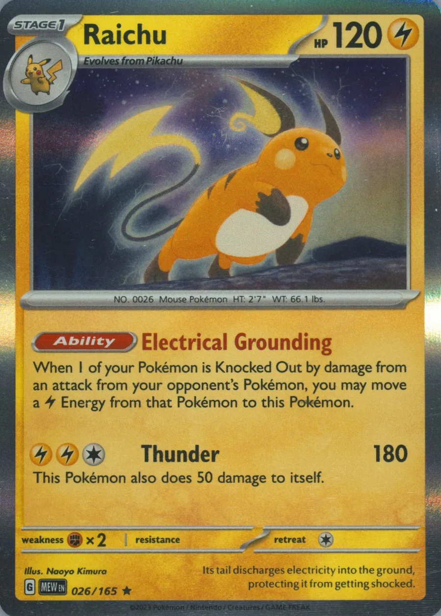 Placeholder front image of Raichu — Holofoil — 151 — No. 026/165 — English