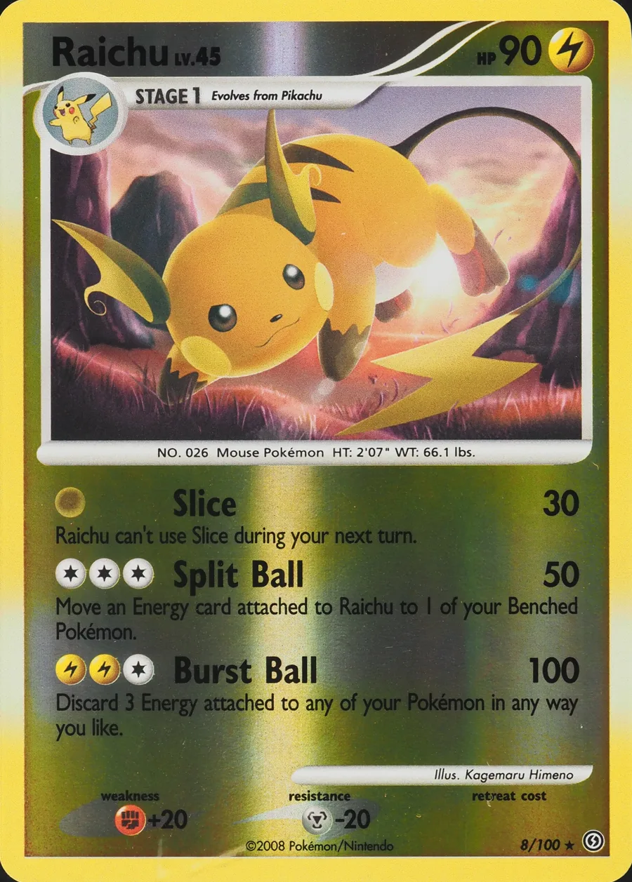 Placeholder front image of Raichu — Reverse Holofoil — Stormfront — No. 8/100 — English