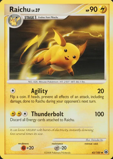Placeholder card image of Raichu — Non-Holo — Majestic Dawn — No. 45/100 — English
