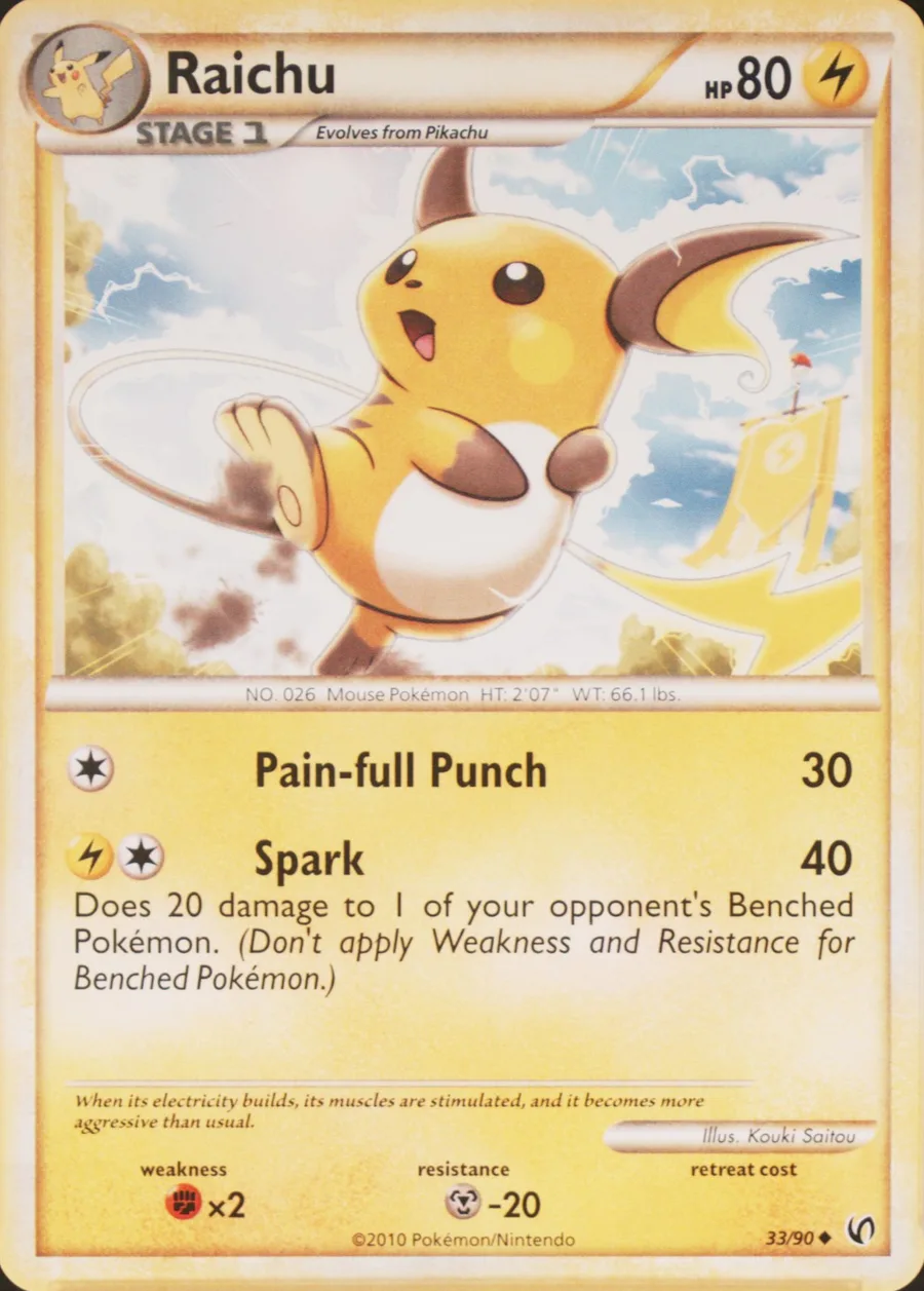Placeholder front image of Raichu — Non-Holo — HS—Undaunted — No. 33/90 — English