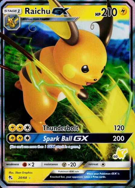 Placeholder card image of Raichu GX — Pikachu Deck No. 60 — Battle Academy — No. 20/68 — English