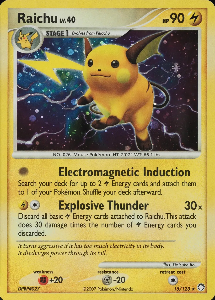 Placeholder front image of Raichu — Holofoil — Mysterious Treasures — No. 15/123 — English