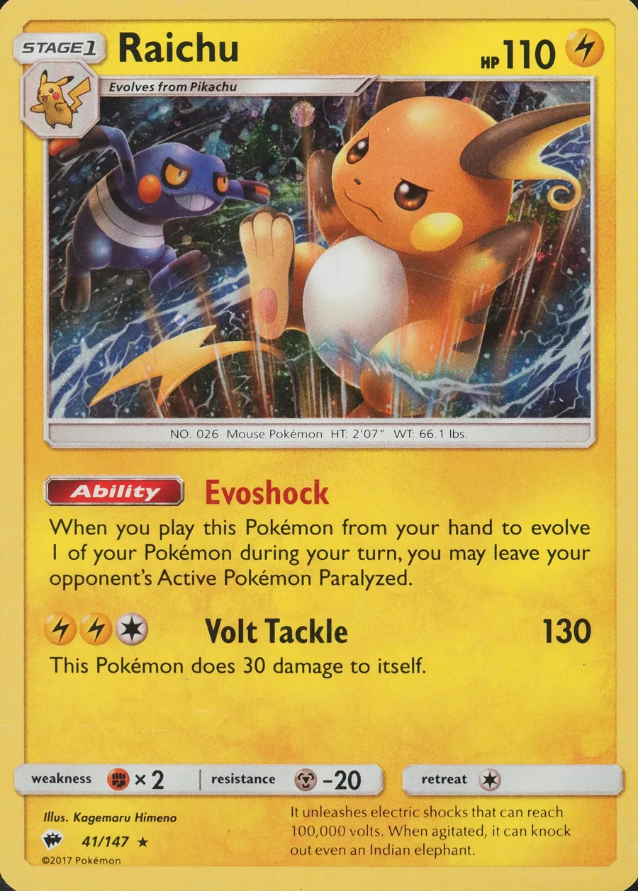Placeholder front image of Raichu — Cosmos Holofoil — Burning Shadows — No. 41/147 — English