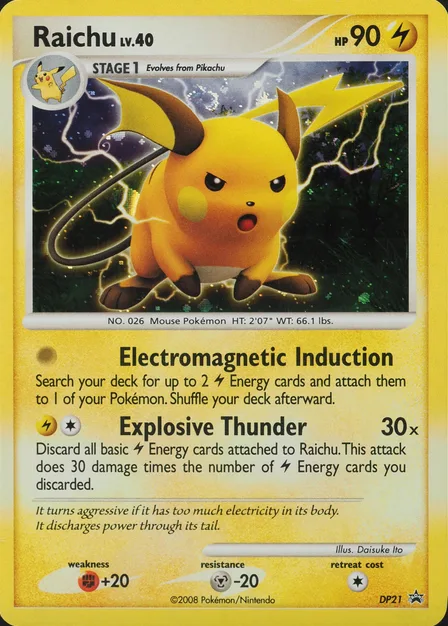 Placeholder card image of Raichu — Holofoil — DP Black Star Promos — No. DP21 — English