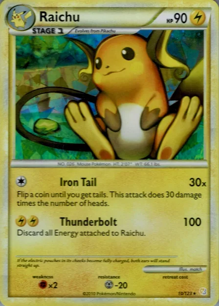 Placeholder card image of Raichu — Cracked Ice Holofoil — HeartGold & SoulSilver — No. 10/123 — English