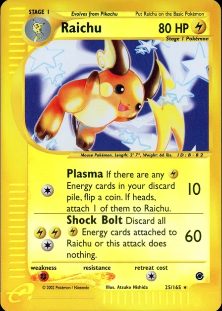 Placeholder card image of Raichu — Refractor Reverse Holofoil — Expedition Base Set — No. 25/165 — English