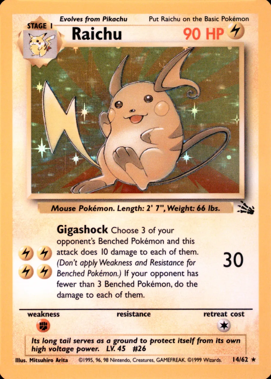 Placeholder front image of Raichu — Holo — Unlimited — Fossil — No. 14/62 — English