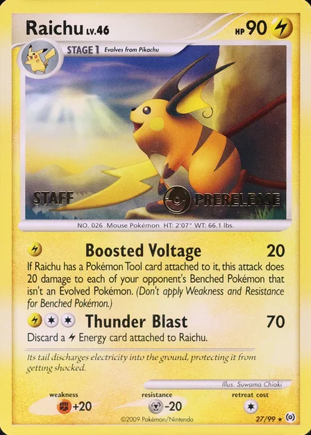 Placeholder card image of Raichu — Staff Prerelease — Arceus — No. 27/99 — English