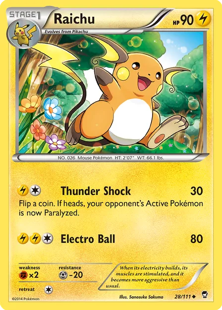 Placeholder card image of Raichu — Non-Holo — Furious Fists — No. 28/111 — English