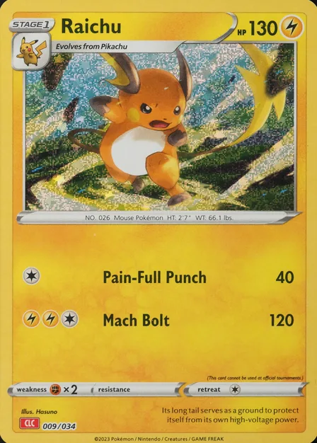 Placeholder card image of Raichu — Classic Holofoil — Pokémon Trading Card Game Classic — No. 009/034 — English