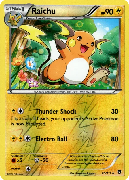 Placeholder card image of Raichu — Reverse Holofoil — Furious Fists — No. 28/111 — English