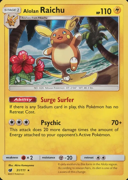 Placeholder card image of Alolan Raichu — Non-Holo — Crimson Invasion — No. 31/111 — English