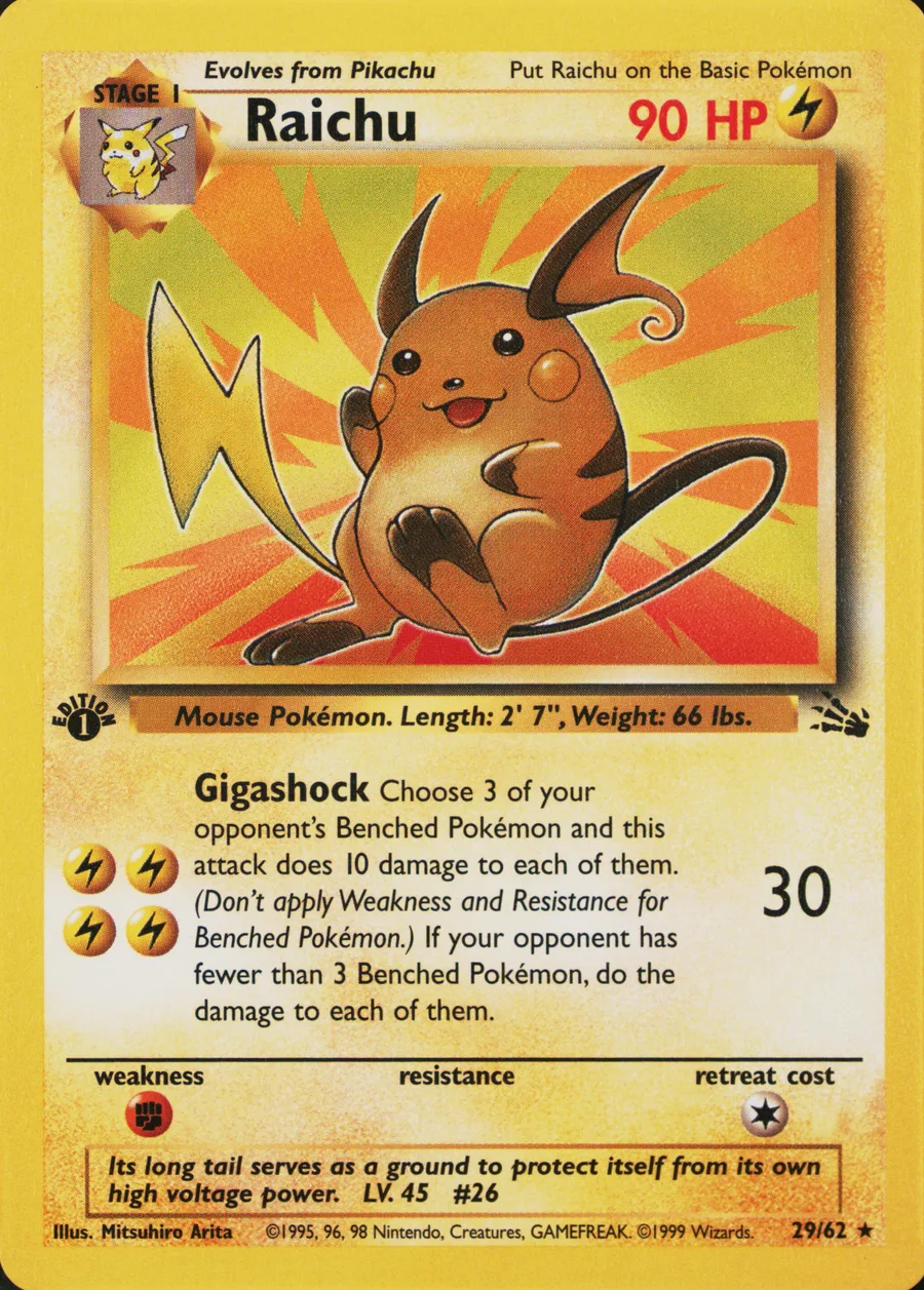 Placeholder front image of Raichu — Non-Holo — 1st Edition — Fossil — No. 29/62 — English