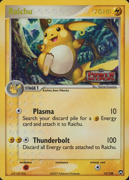 Placeholder card image of Raichu — Stamped Reverse Holofoil — Power Keepers — No. 12/108 — English