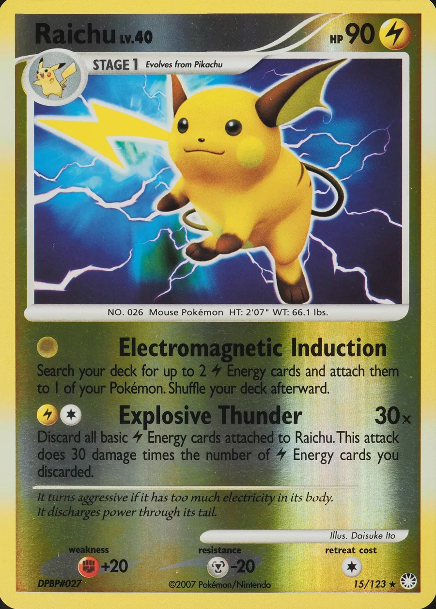 Placeholder front image of Raichu — Reverse Holofoil — Mysterious Treasures — No. 15/123 — English
