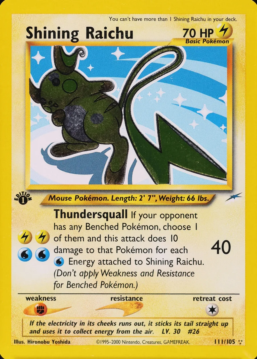 Placeholder front image of Shining Raichu — Shining Holofoil — 1st Edition — Neo Destiny — No. 111/105 — English