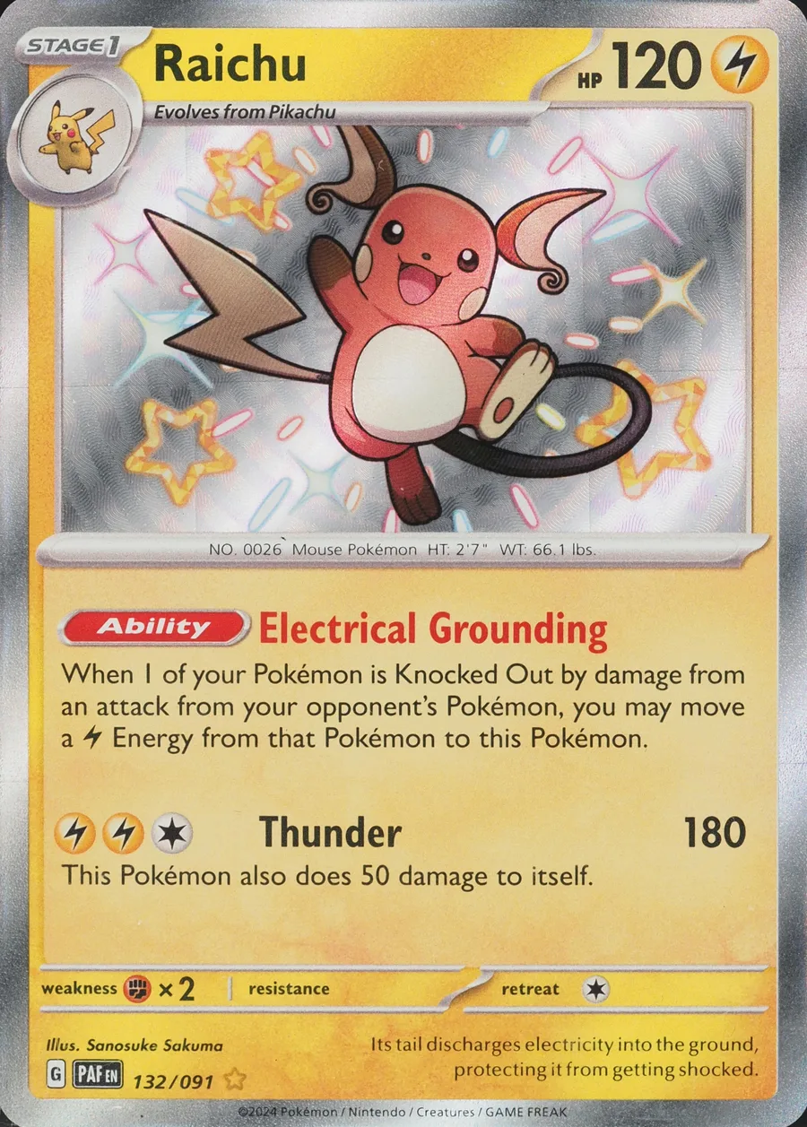 Placeholder front image of Raichu — Holofoil — Paldean Fates — No. 132/91 — English