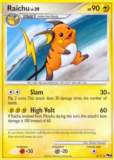 Placeholder card image of Raichu — Non-Holo — POP Series 9 — No. 3/17 — English