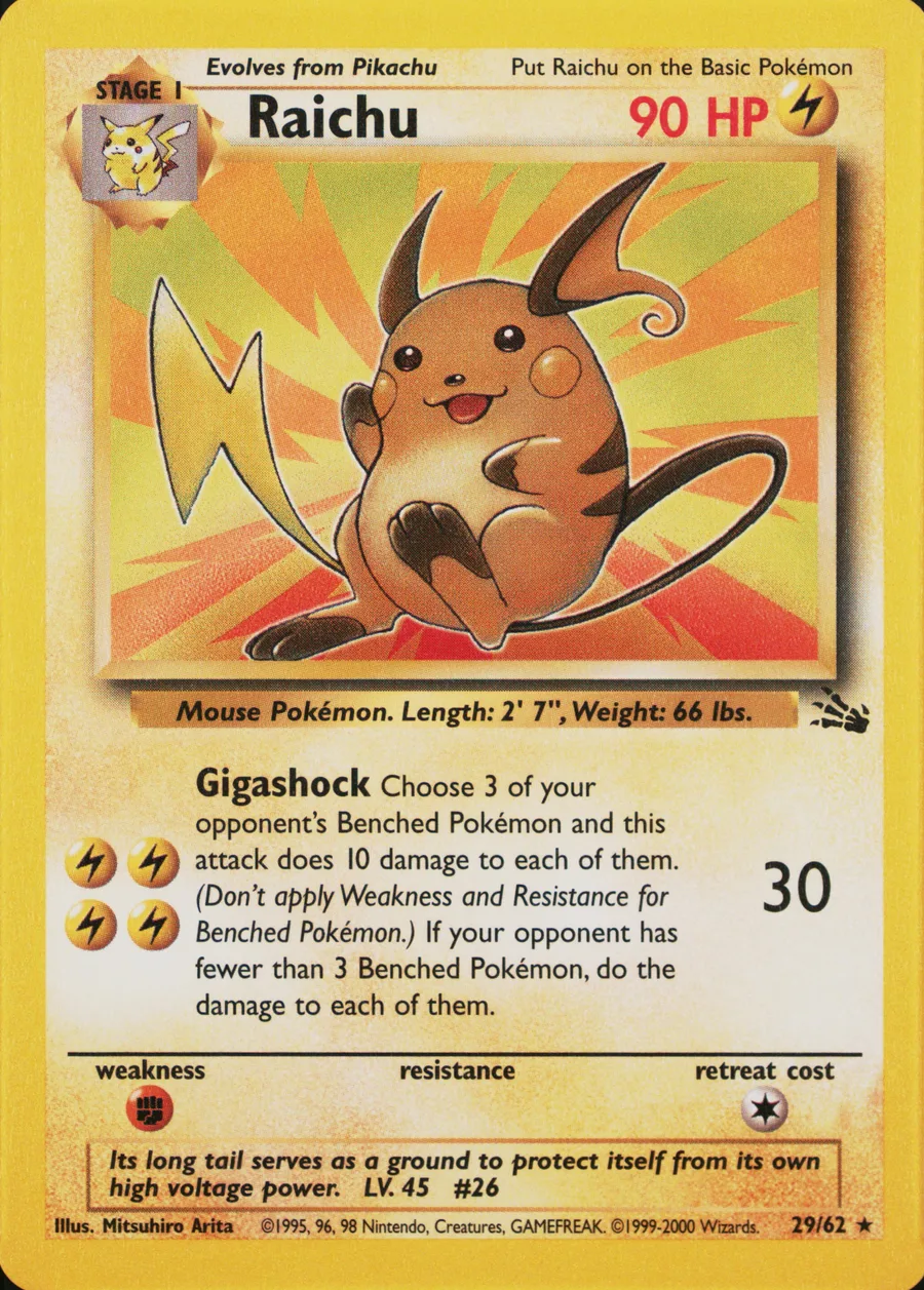Placeholder front image of Raichu — Non-Holo — ©1999–2000 Copyright — Fossil — No. 29/62 — English