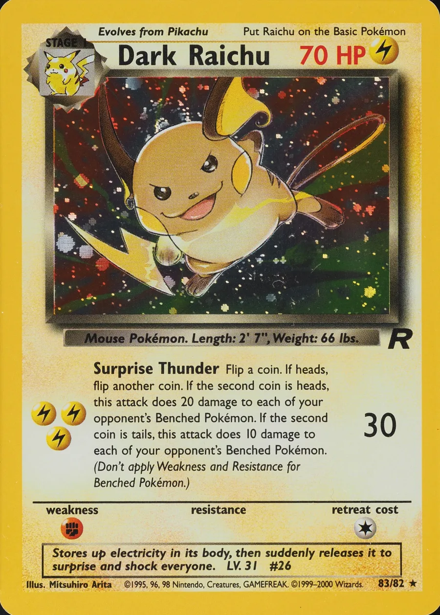 Placeholder front image of Dark Raichu — Cosmos Holo — Unlimited — Team Rocket — No. 83/82 — English