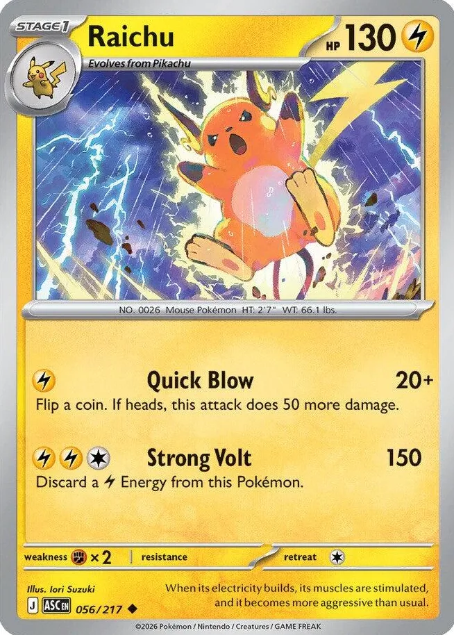 Placeholder front image of Raichu — Non-Holo — Ascended Heroes — No. 056/217 — English
