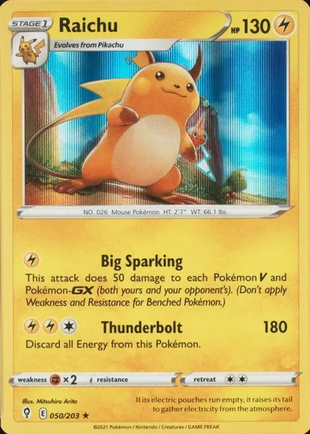 Placeholder card image of Raichu — Holofoil — Evolving Skies — No. 050/203 — English
