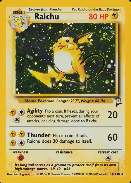 Placeholder card image of Raichu — Cosmos Holo — Base Set 2 — No. 16/130 — English