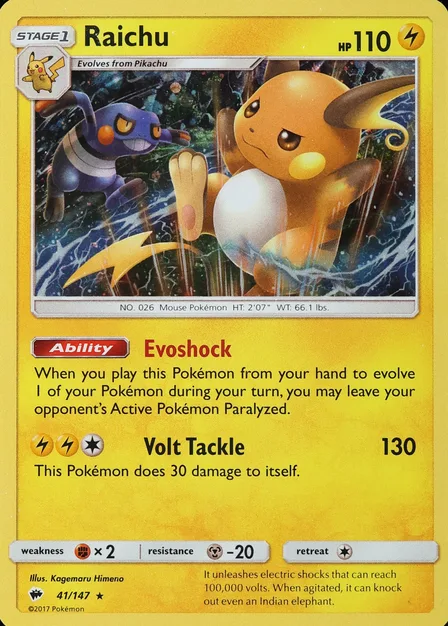 Placeholder card image of Raichu — Holofoil — Burning Shadows — No. 41/147 — English