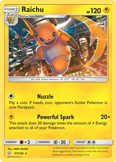 Placeholder card image of Raichu — Non-Holo — Cosmic Eclipse — No. 67/236 — English