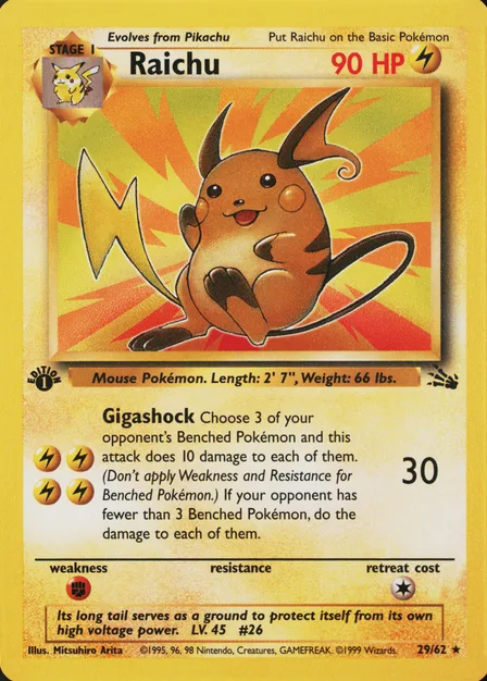 Placeholder card image of Raichu — Non-Holo — 1st Edition — Fossil — No. 29/62 — English