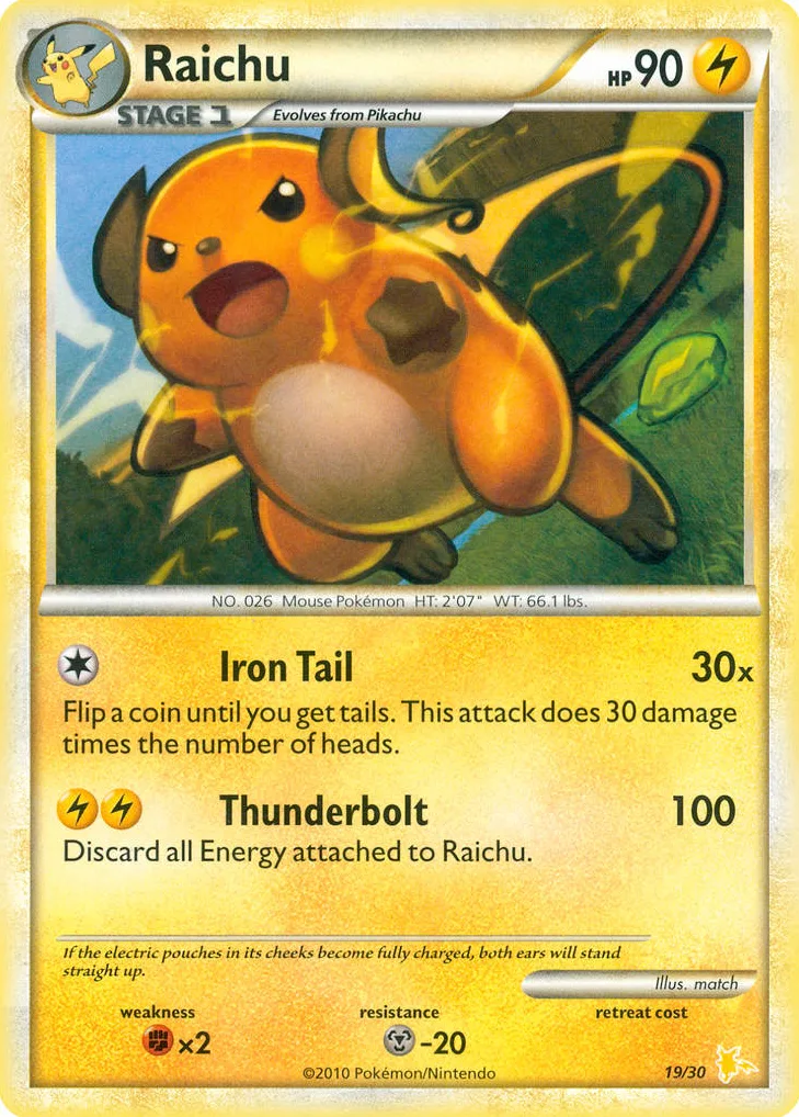 Placeholder front image of Raichu — Non-Holo — Deck Sequence 19 — HS Trainer Kit—Raichu — No. 19/30 — English
