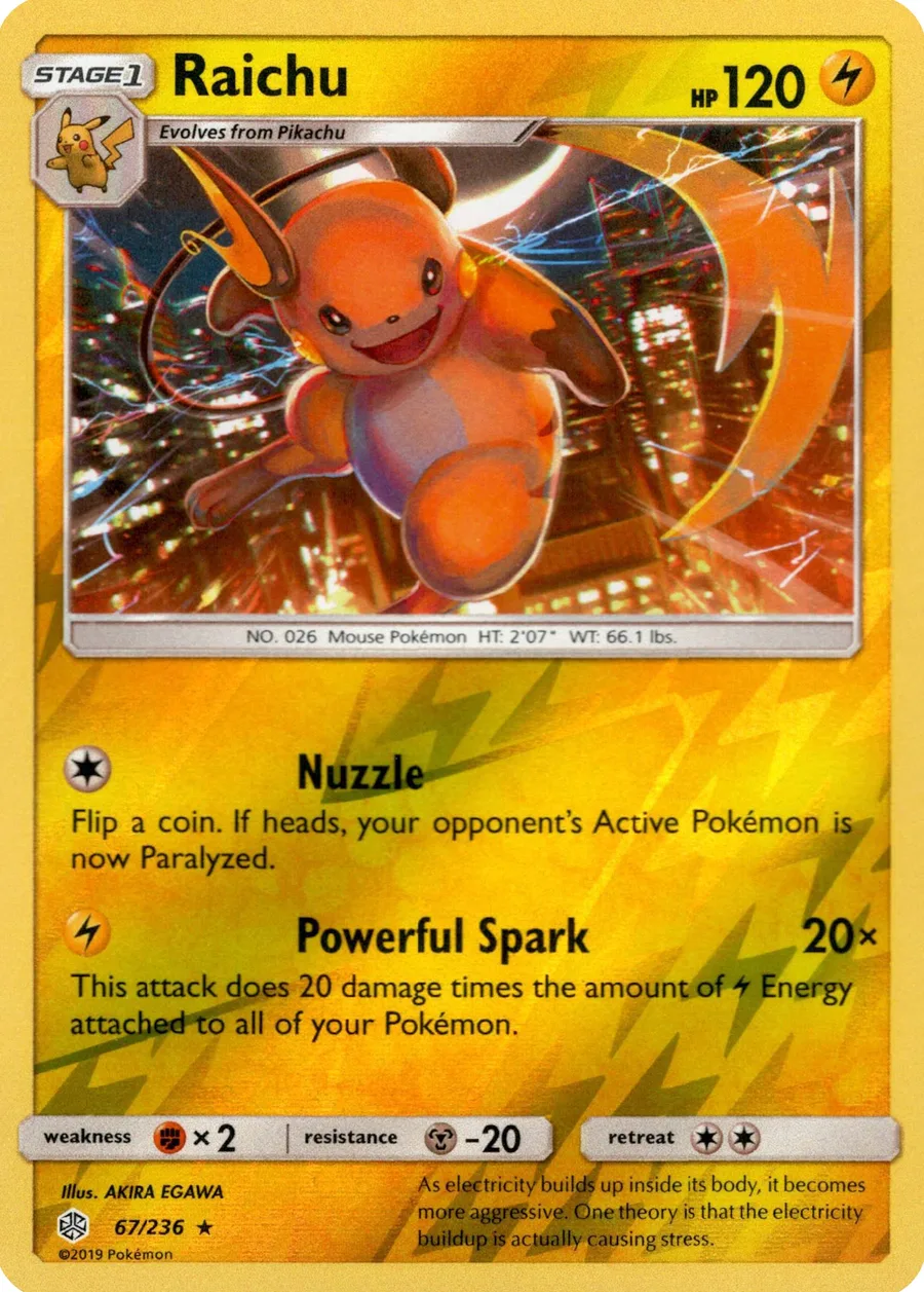 Placeholder front image of Raichu — Reverse Holofoil — Cosmic Eclipse — No. 67/236 — English