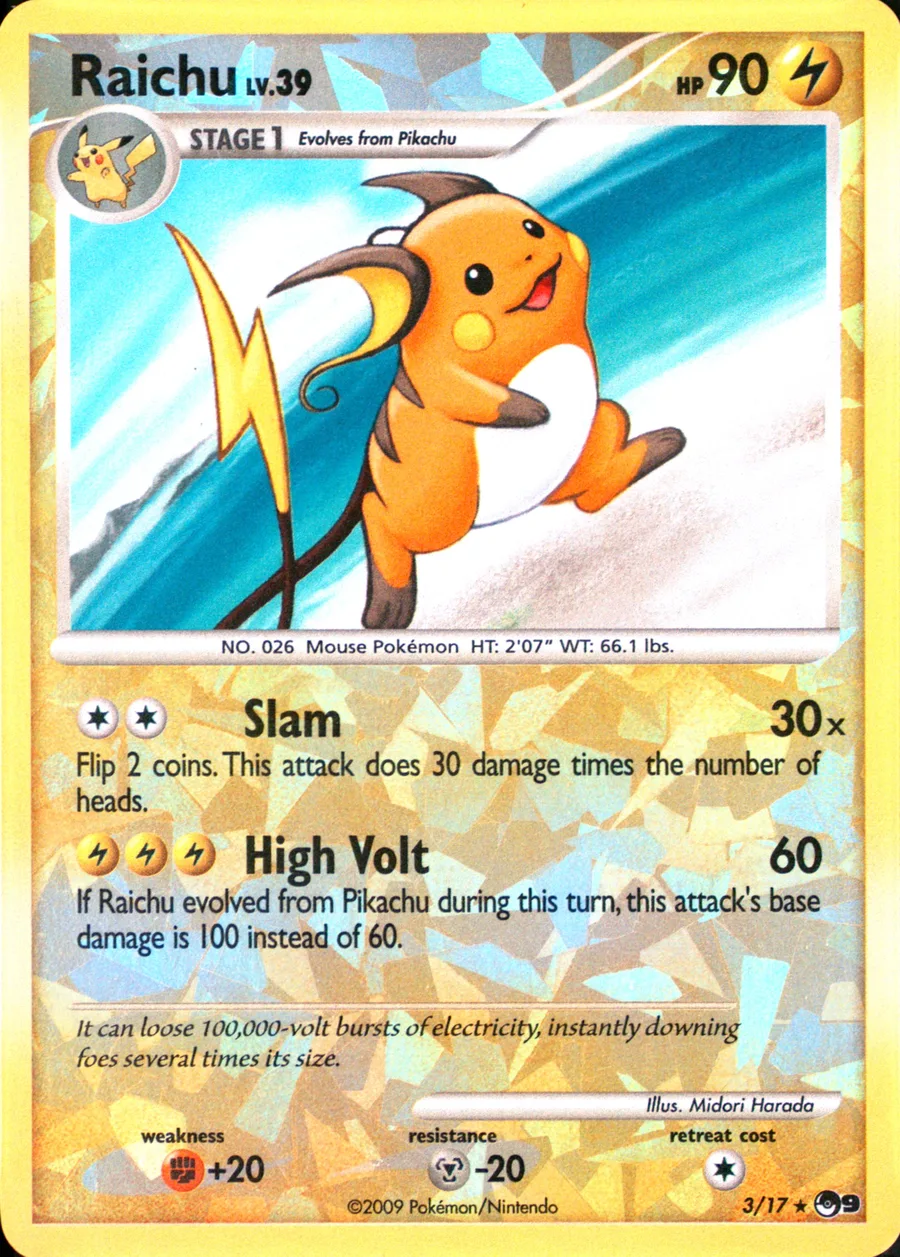 Placeholder front image of Raichu — Cracked Ice Holofoil — POP Series 9 — No. 3/17 — English
