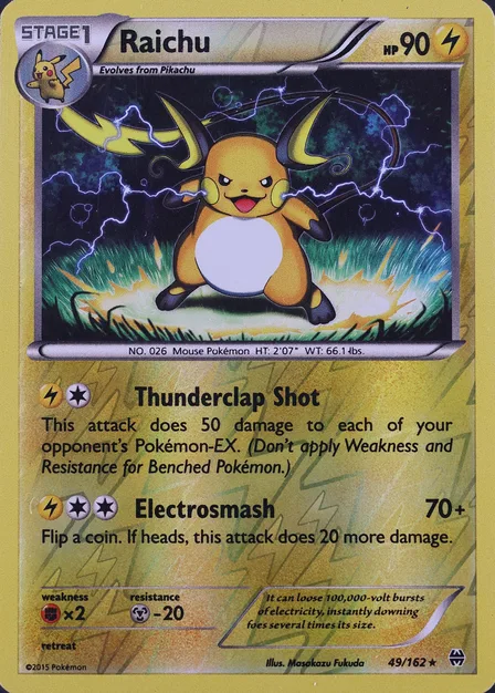 Placeholder card image of Raichu — Reverse Holofoil — BREAKthrough — No. 49/162 — English
