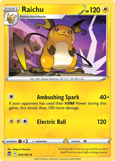 Placeholder card image of Raichu — Non-Holo — Silver Tempest — No. 050/195 — English