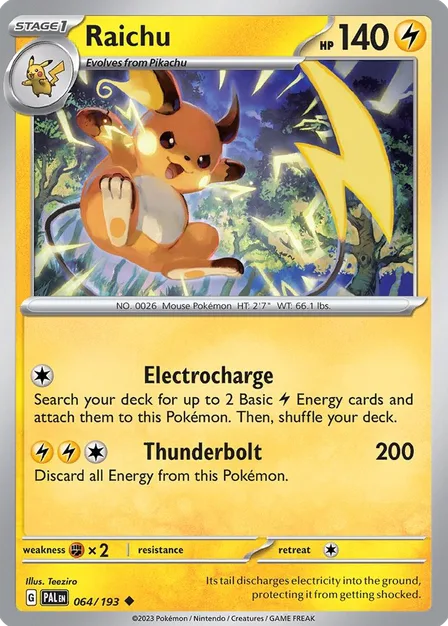 Placeholder card image of Raichu — Non-Holo — Paldea Evolved — No. 064/193 — English