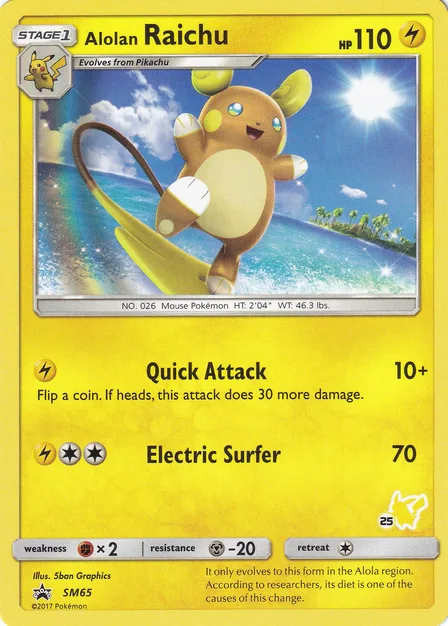 Placeholder card image of Alolan Raichu — Pikachu Deck No. 25 — Battle Academy — No. SM65 — English