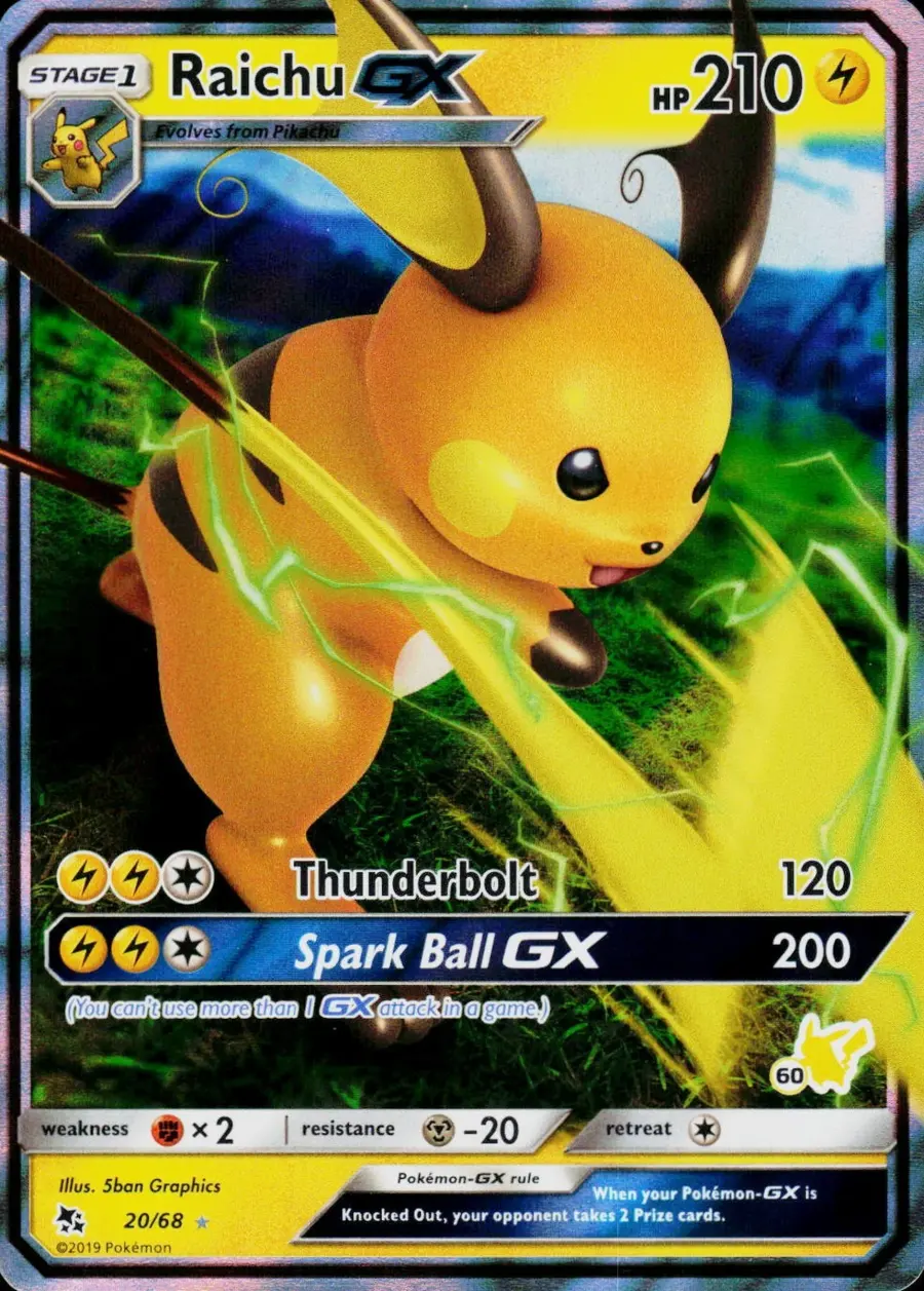 Placeholder front image of Raichu GX — Pikachu Deck No. 60 — Battle Academy — No. 20/68 — English