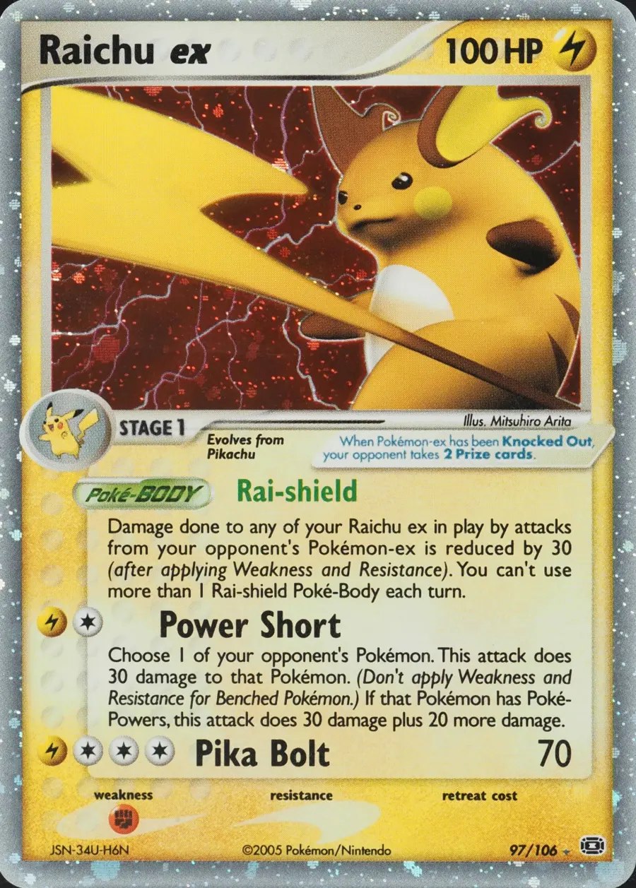 Placeholder front image of Raichu ex — Holofoil — Emerald — No. 97/106 — English