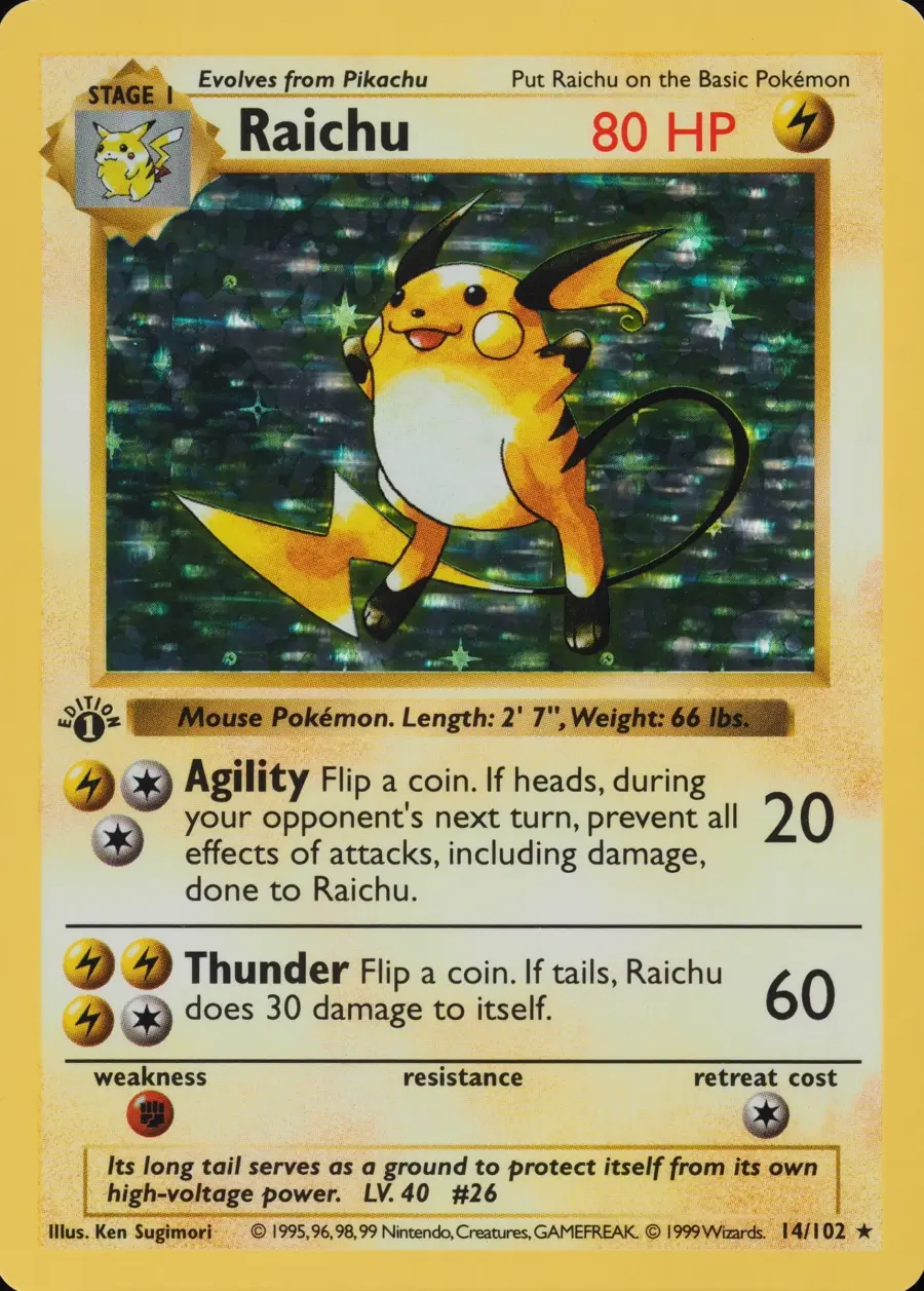 Placeholder front image of Raichu — 1st Edition — Base Set — No. 14/102 — English